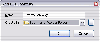 Screenshot of the add bookmark dialogue box